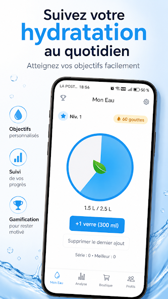 Aperçu de l'application mobile Mon Eau